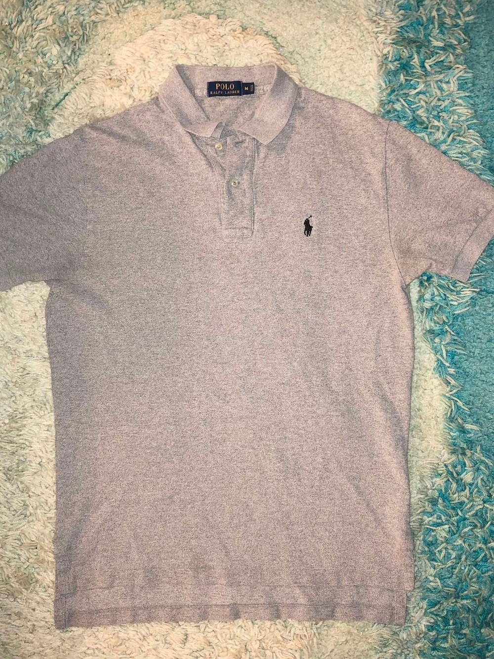 Ralph Lauren Light Heather Gray Polo Shirt with Navy Pony